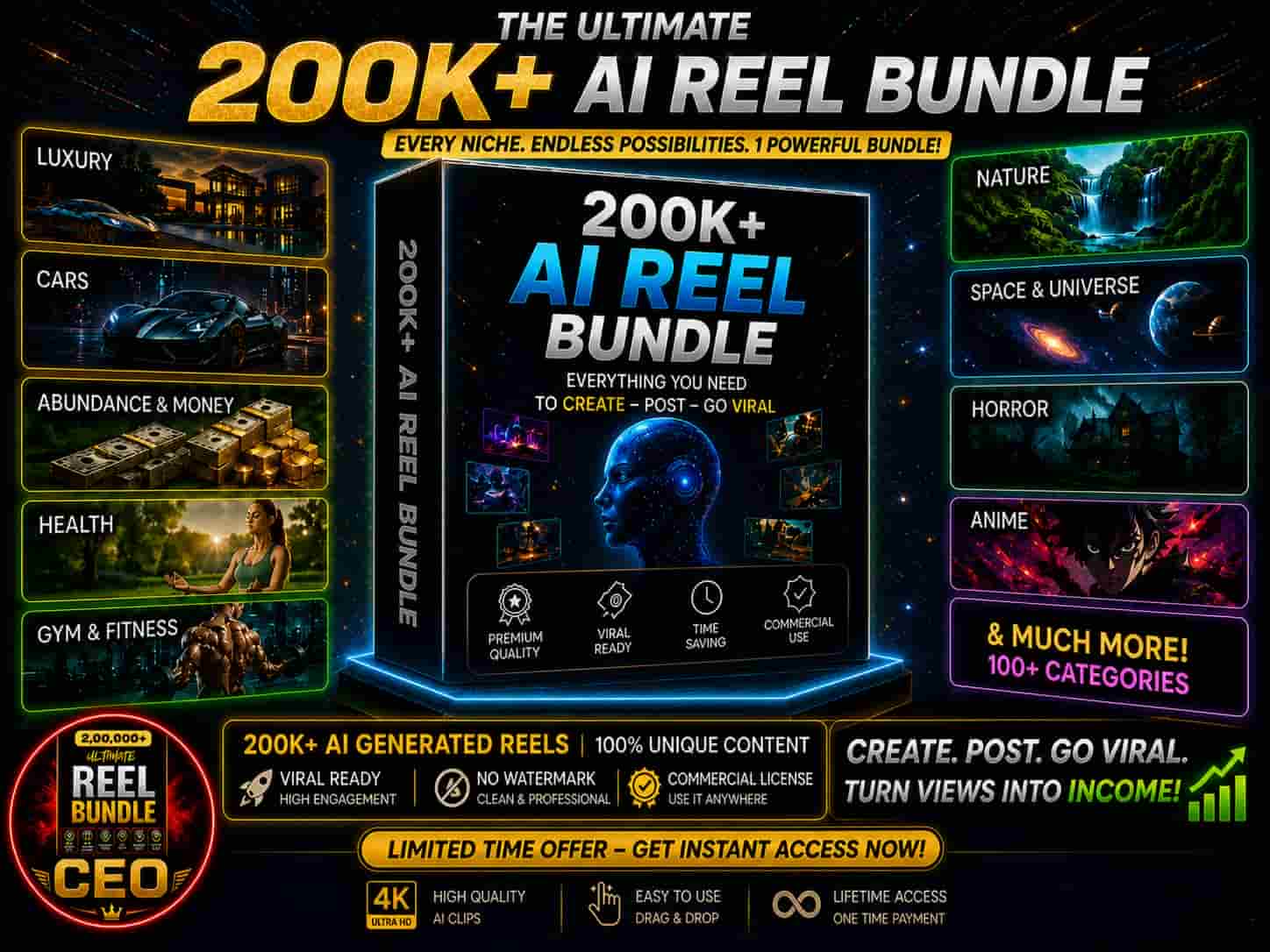 All in one viral reels bundle (200k+ videos)
