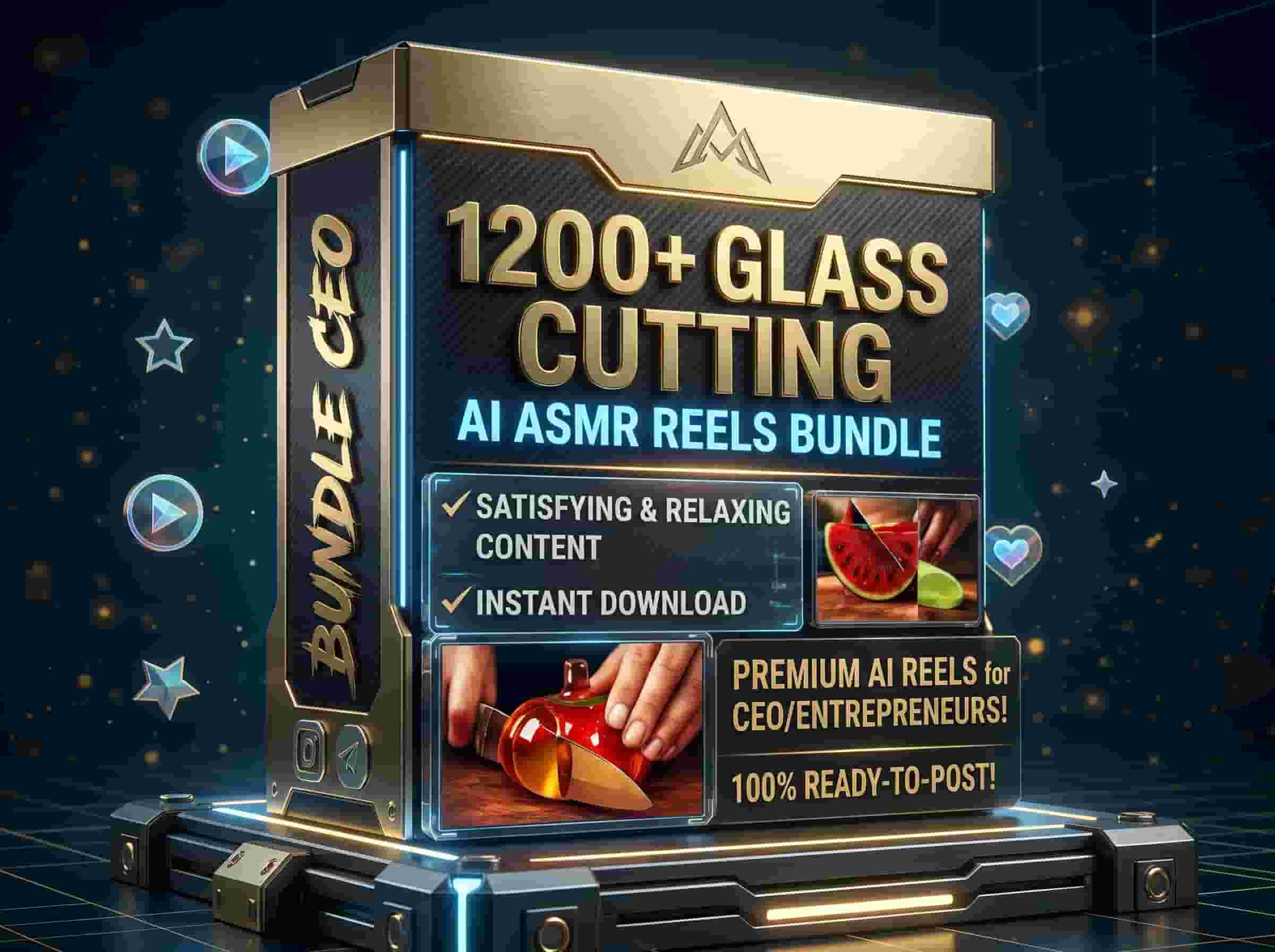  Glass Cutting Ai ASMR Reels Bundle (1200+ Videos)