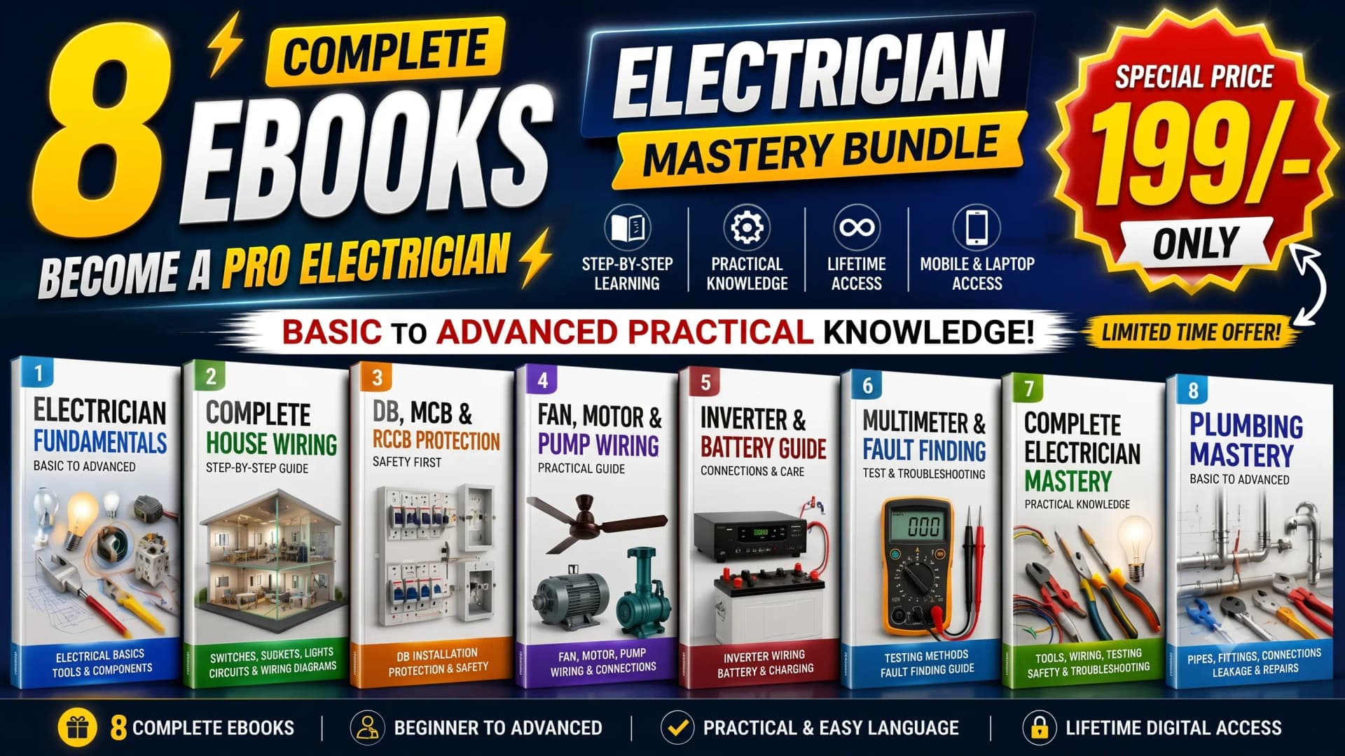 🔥 Become a Pro Electrician — The Ultimate 8-in-1 Learning Bundle