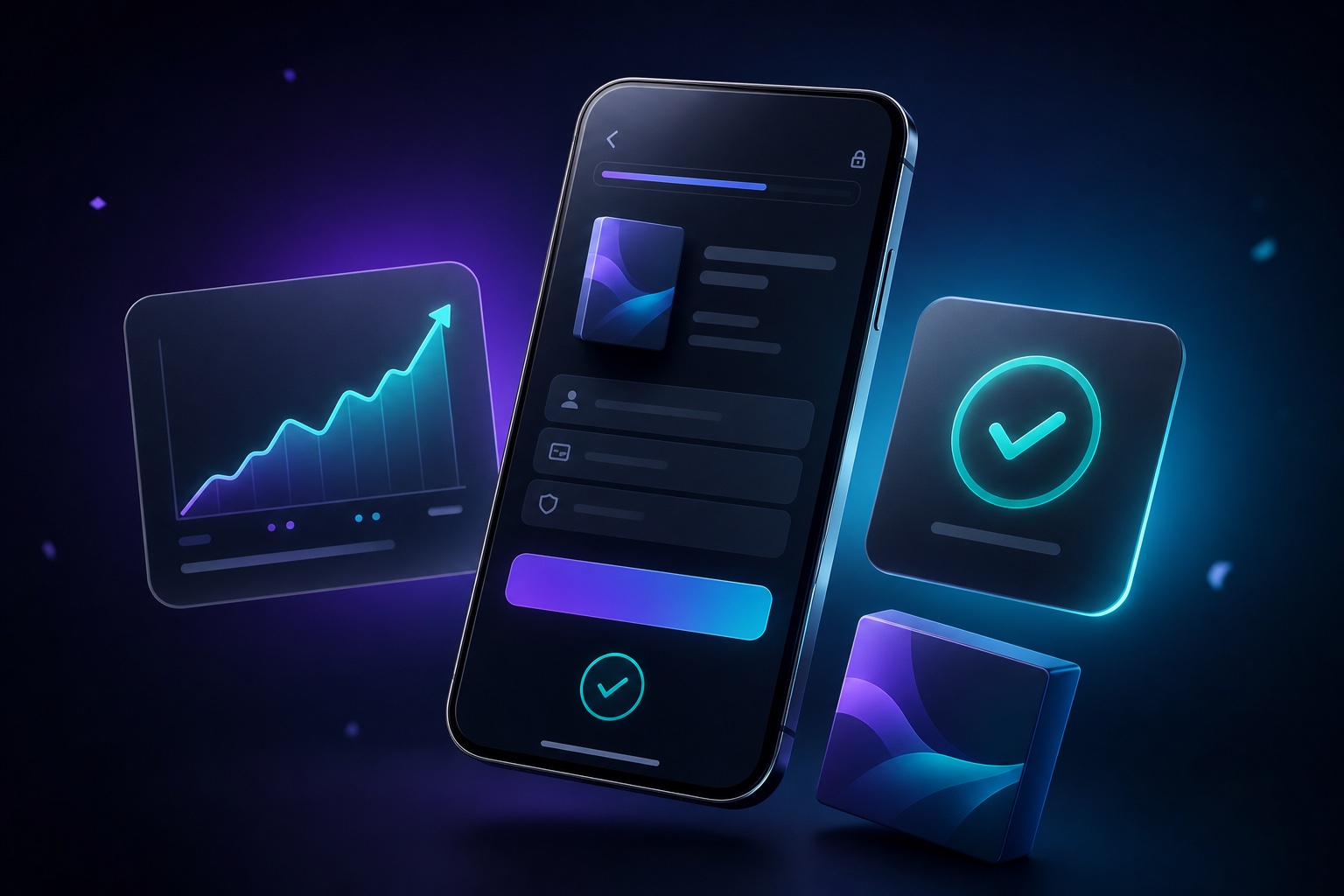 Creator storefront, revenue chart and successful payment visual